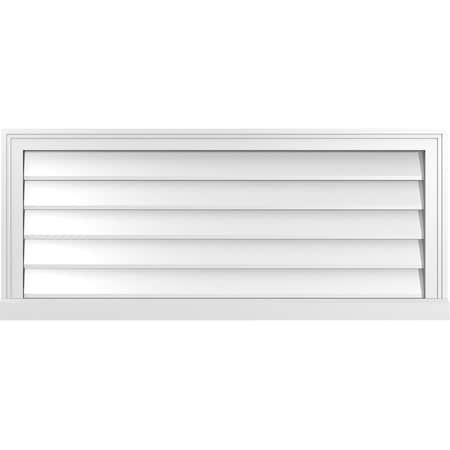 Ekena Millwork Vertical Surface Mount PVC Gable Vent w/ 2"W x 2"H , Brickmould Sill Frame, 42"W x 18"H GVPVE42X1803SN
